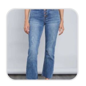 Risen Button Front Straight Leg Jeans